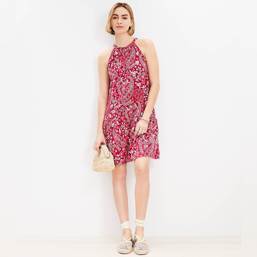 LOFT Paisley Flounce Mini Halter Dress